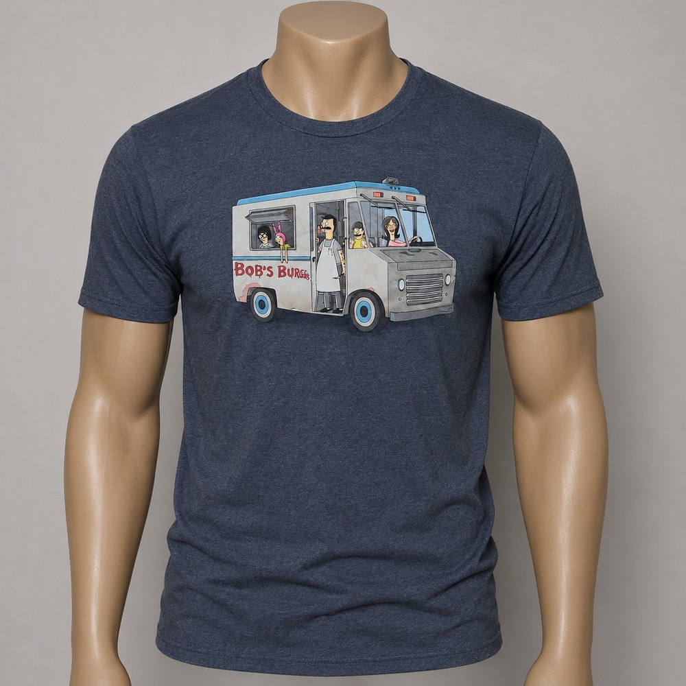 Bobs‎ Burgers Mens 2X Charcoal Heather Food Truck Graphic T-Shirt Belcher Family